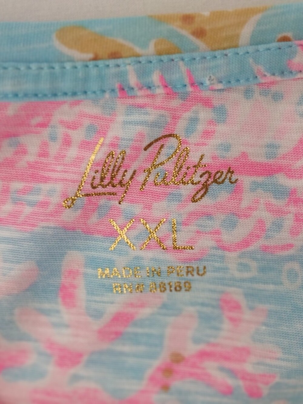 Lilly Pulitzer Etta Scoop Neck Multi Royal Cotton Tee. Size 2XL - Picture 6 of 9